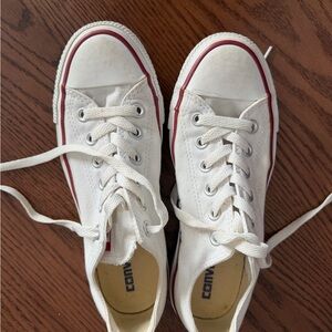 White Canvas Sneakers with Red Trim